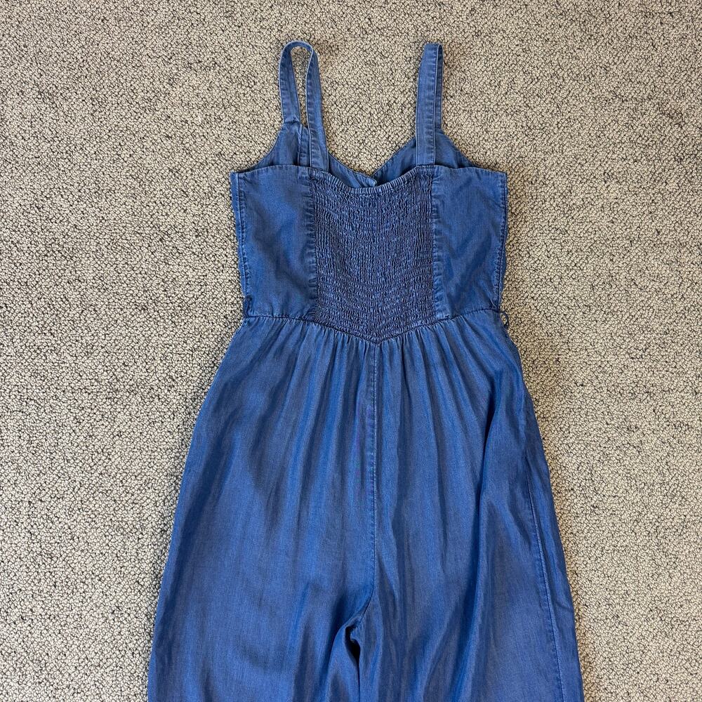 Lauren Conrad Button Down Lyocell Straight Leg Blue Jumpsuit US Womens S - Picture 5 of 9